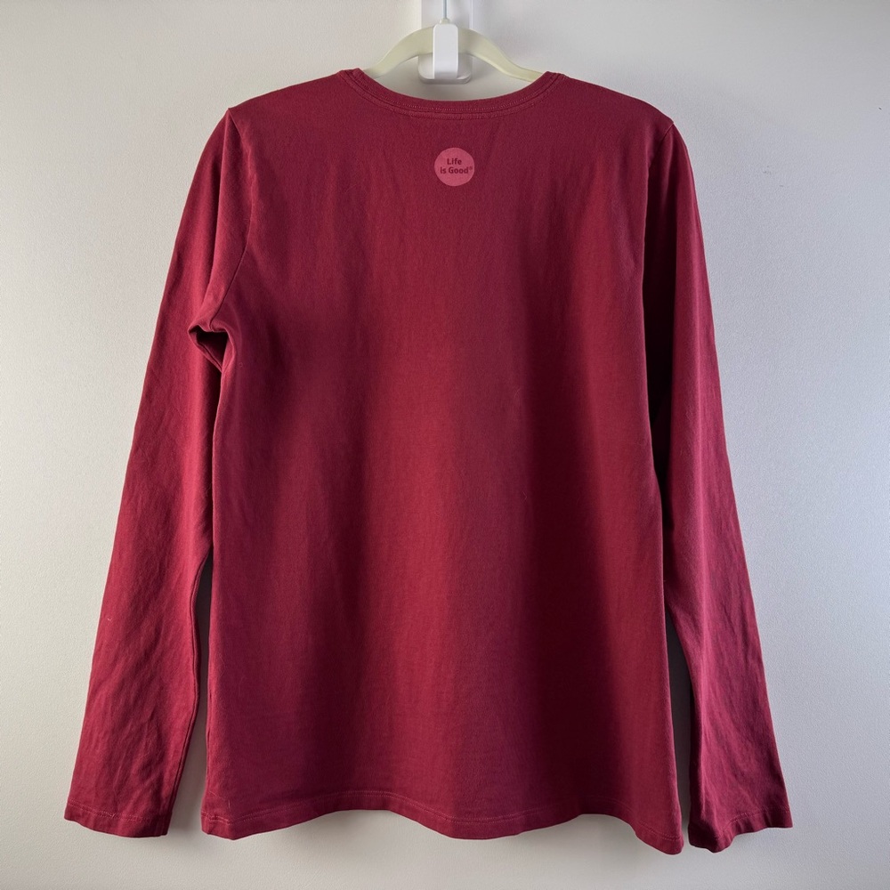 Life is Good Crusher Tee Dog Sled Winter Snow Medium Classic Long Sleeve Red - Picture 5 of 11